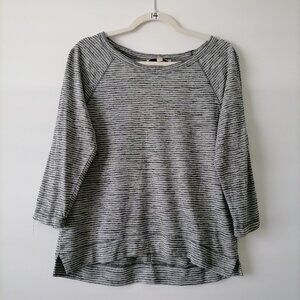Ann Taylor Loft Womens Gray 3/4 Raglan Sleeve Boat Neck Striped Top Size M